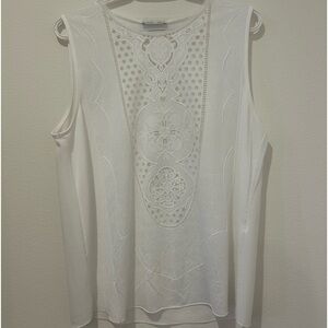 Zara White sleeveless blouse with lace detailing